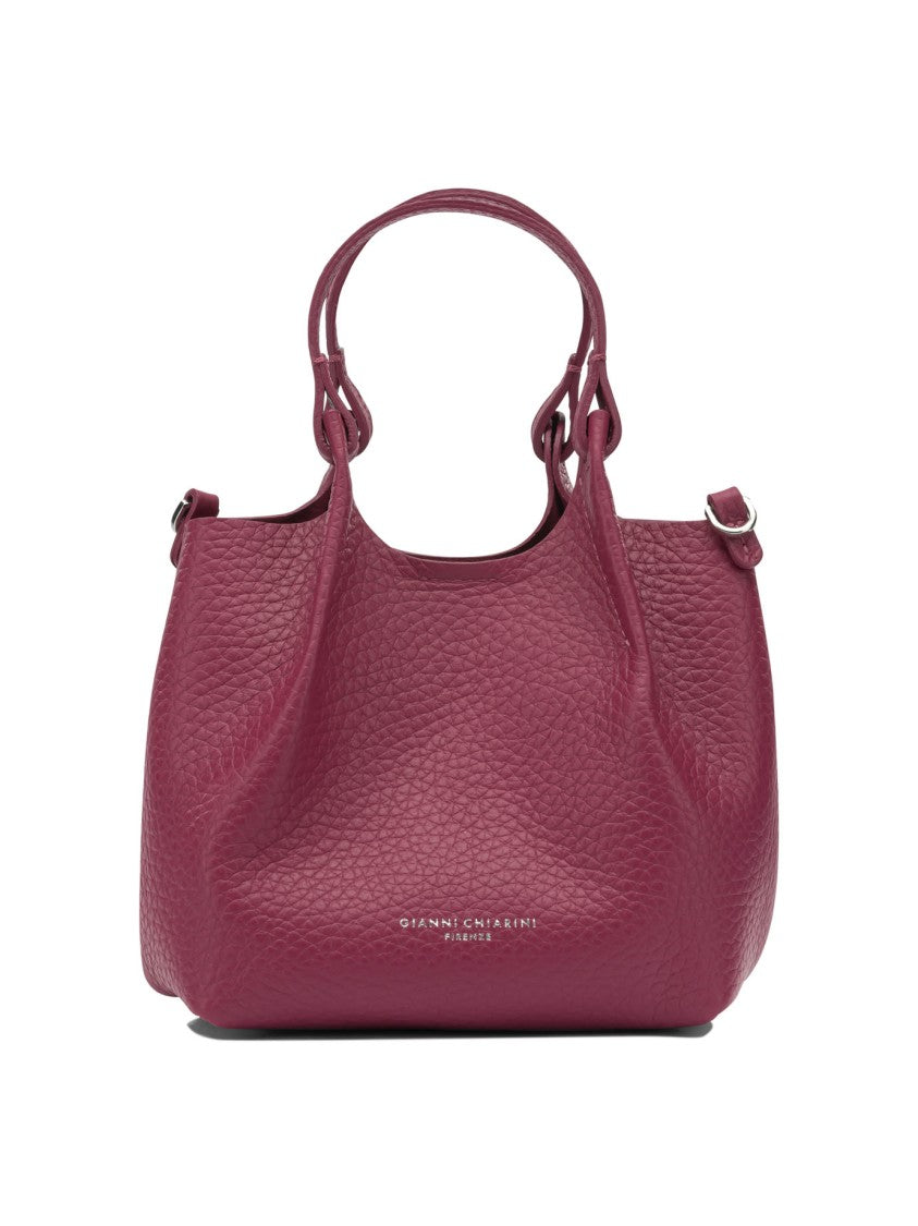 Gianni Chiarini Textured Fuchsia Leather Shoulder Bag With Knot Details