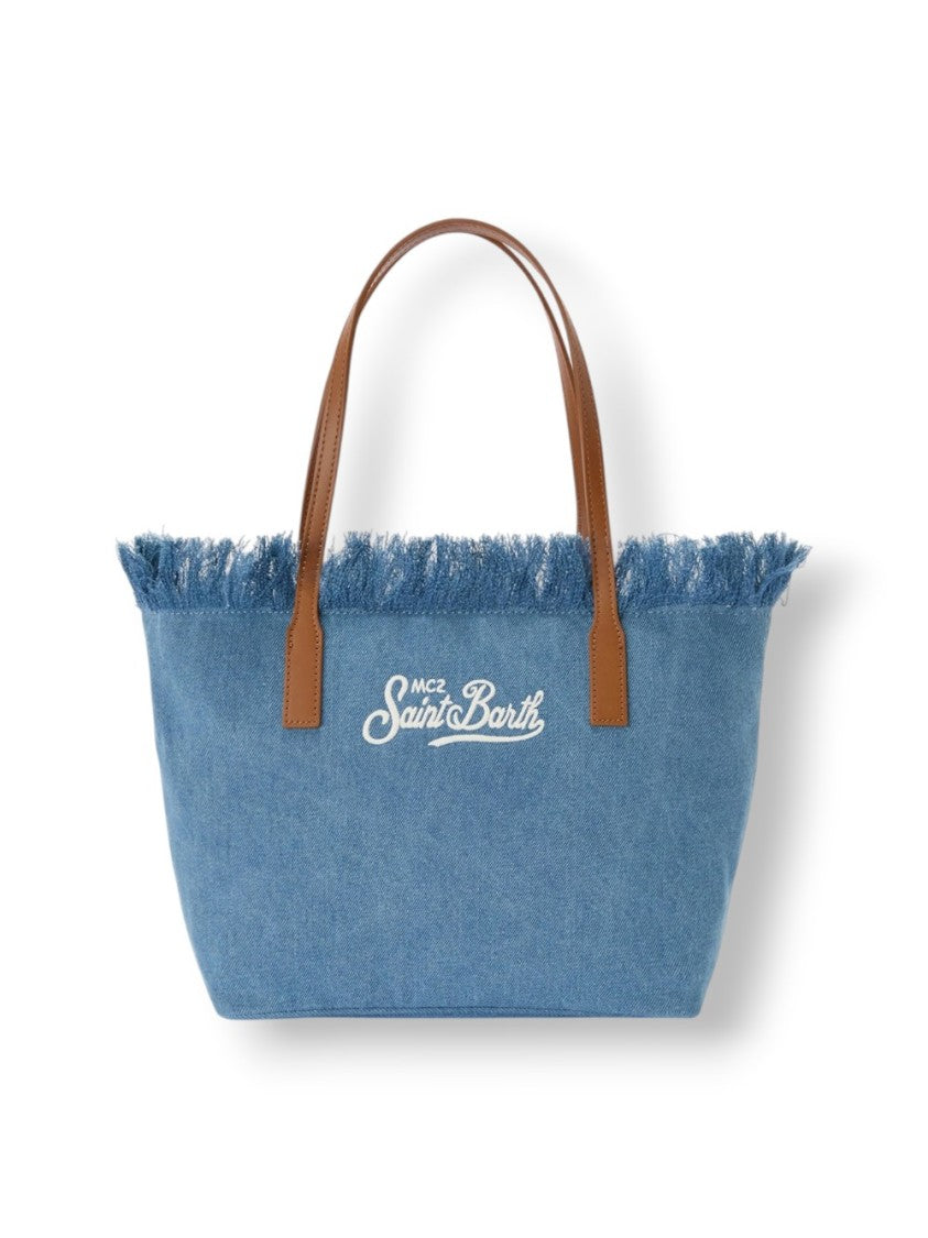 Mc2 Saint Barth Denim Blue Fringe Sangallo Bag