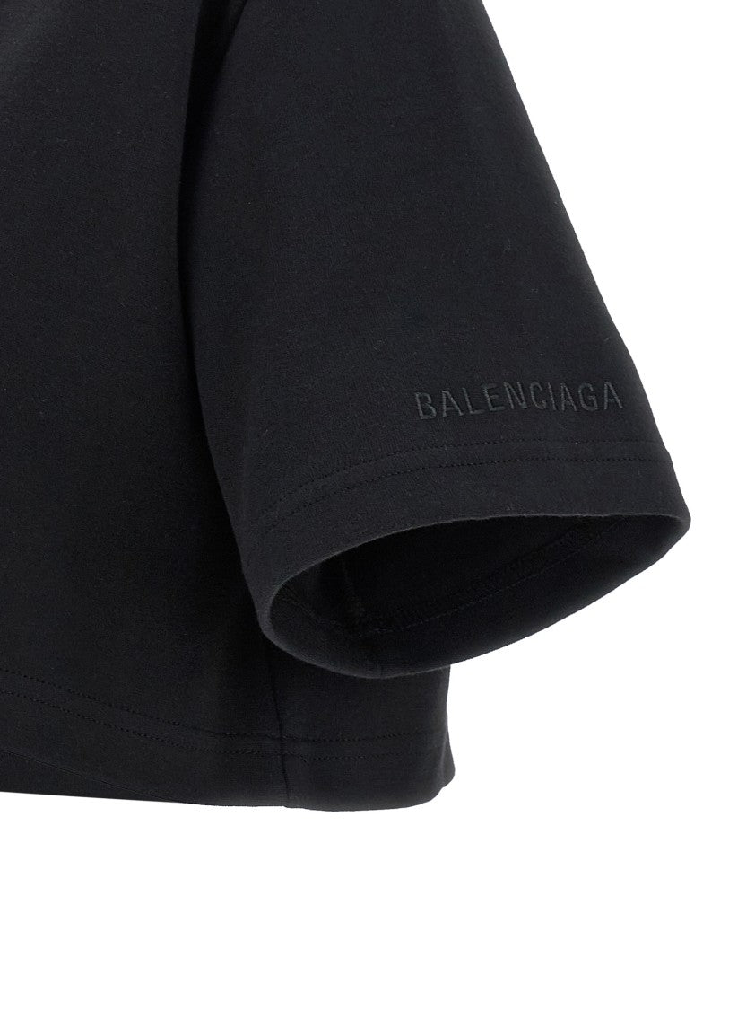 Balenciaga Cropped Crew Neck T-Shirt With Boxy Silhouette