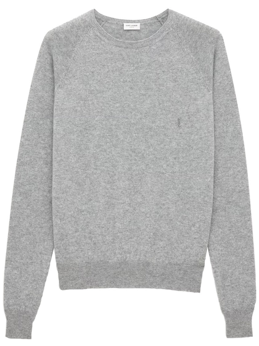 Saint Laurent Grey Pull Cassandre Cashmere Pullover