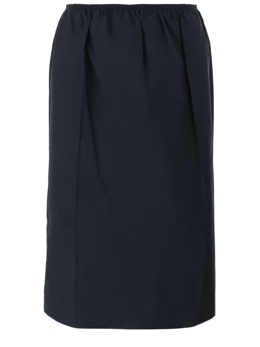Carven Dark Navy Back-Slit Nylon Midi Skirt