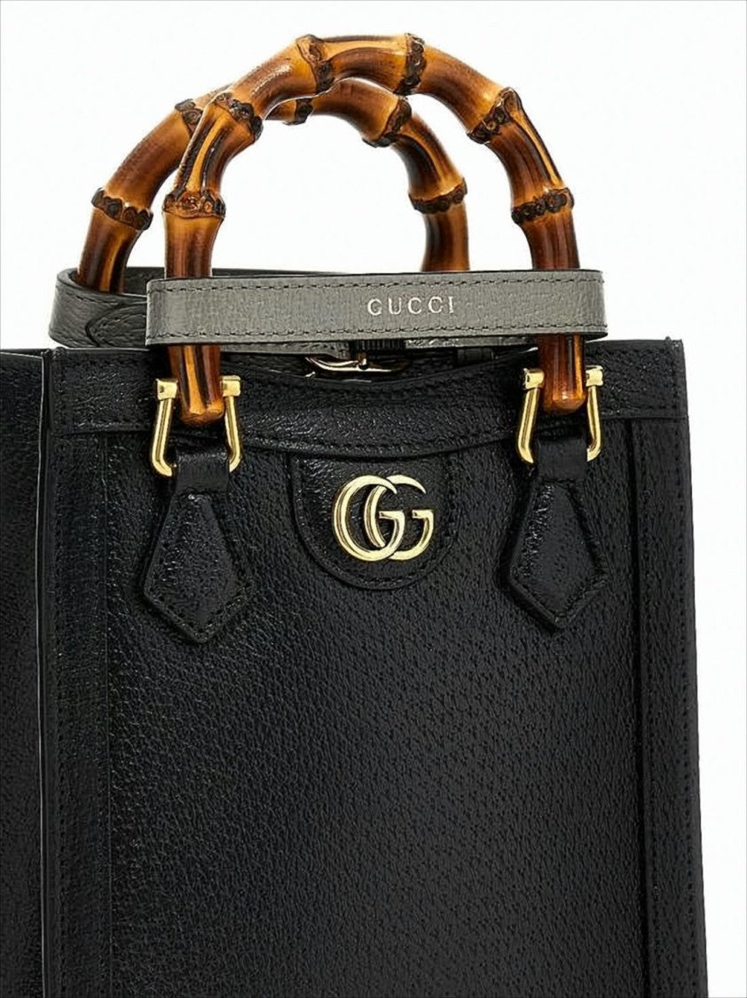 Gucci Textured Black Leather Tote Bag