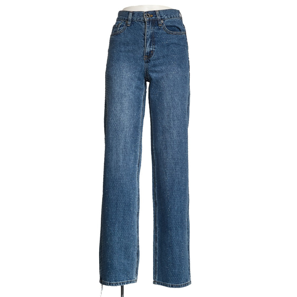 Self-Portrait Rhinestone Embellished Straight-Leg Jeans