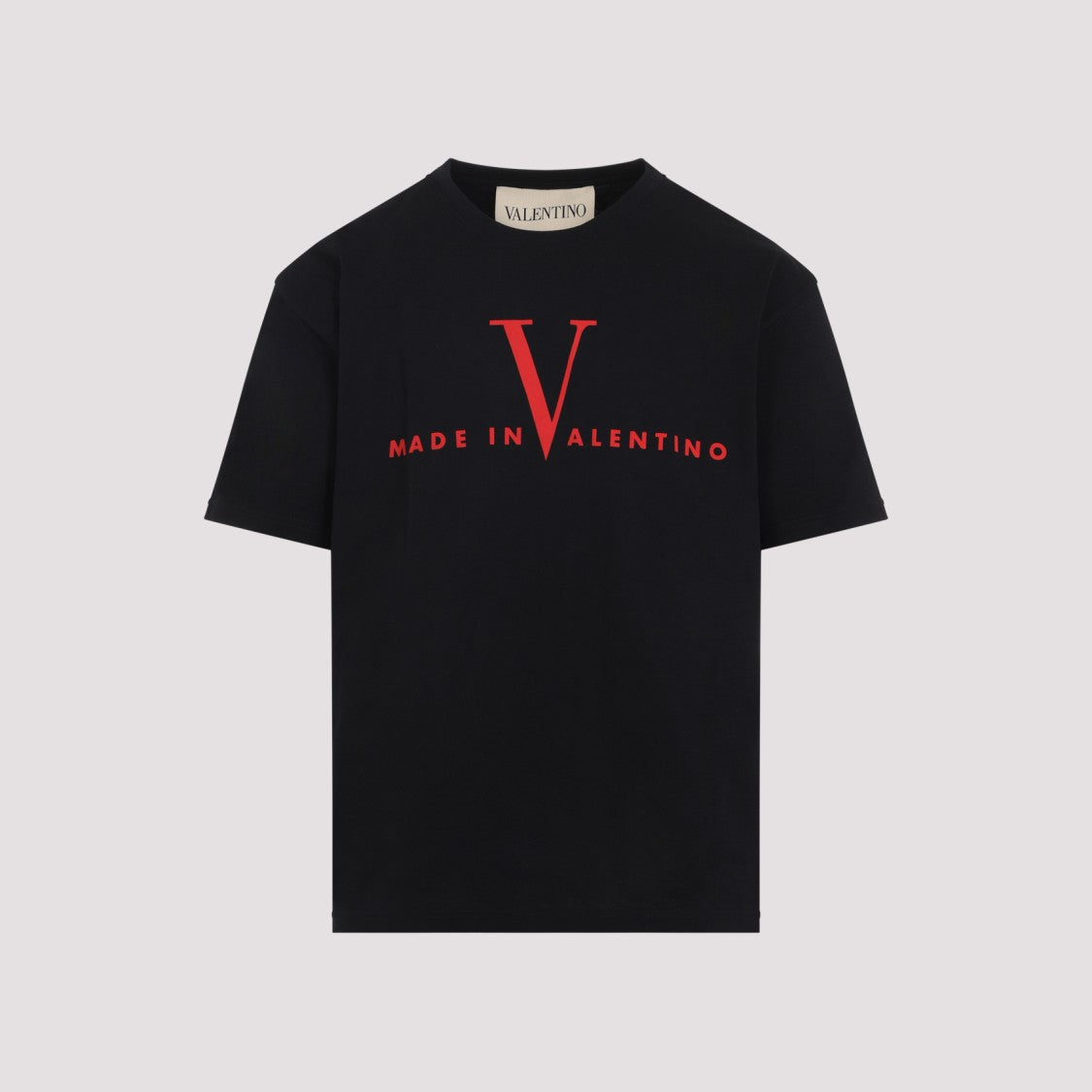 Valentino Black Cotton T-Shirt With Bold 'Made