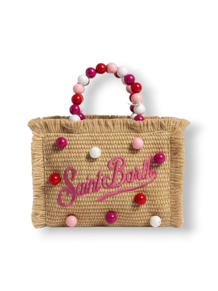 Mc2 Saint Barth Rectangular Woven Tote With Fringed Edges