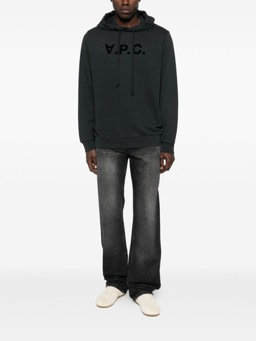 A.P.C. Black Minimalist Logo Cotton Hoodie