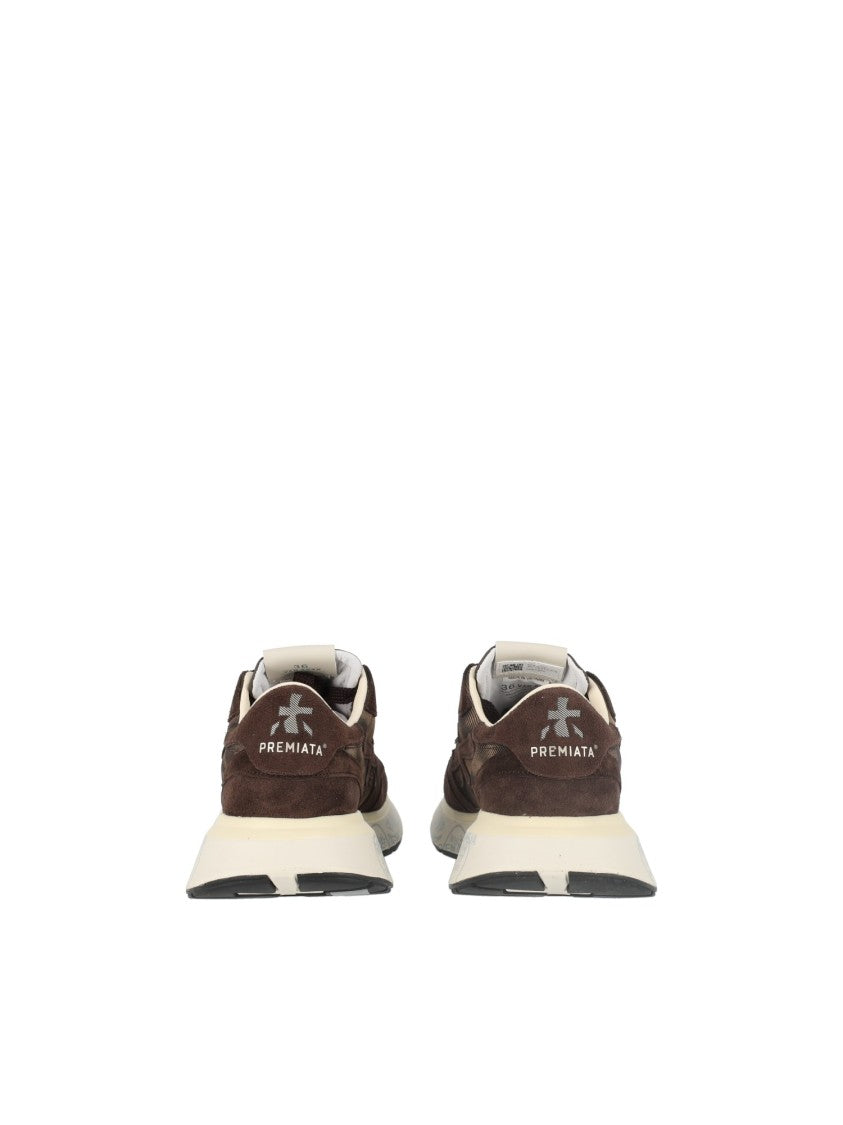 Premiata Brown Lauryn Calfskin Leopard Print Sneakers