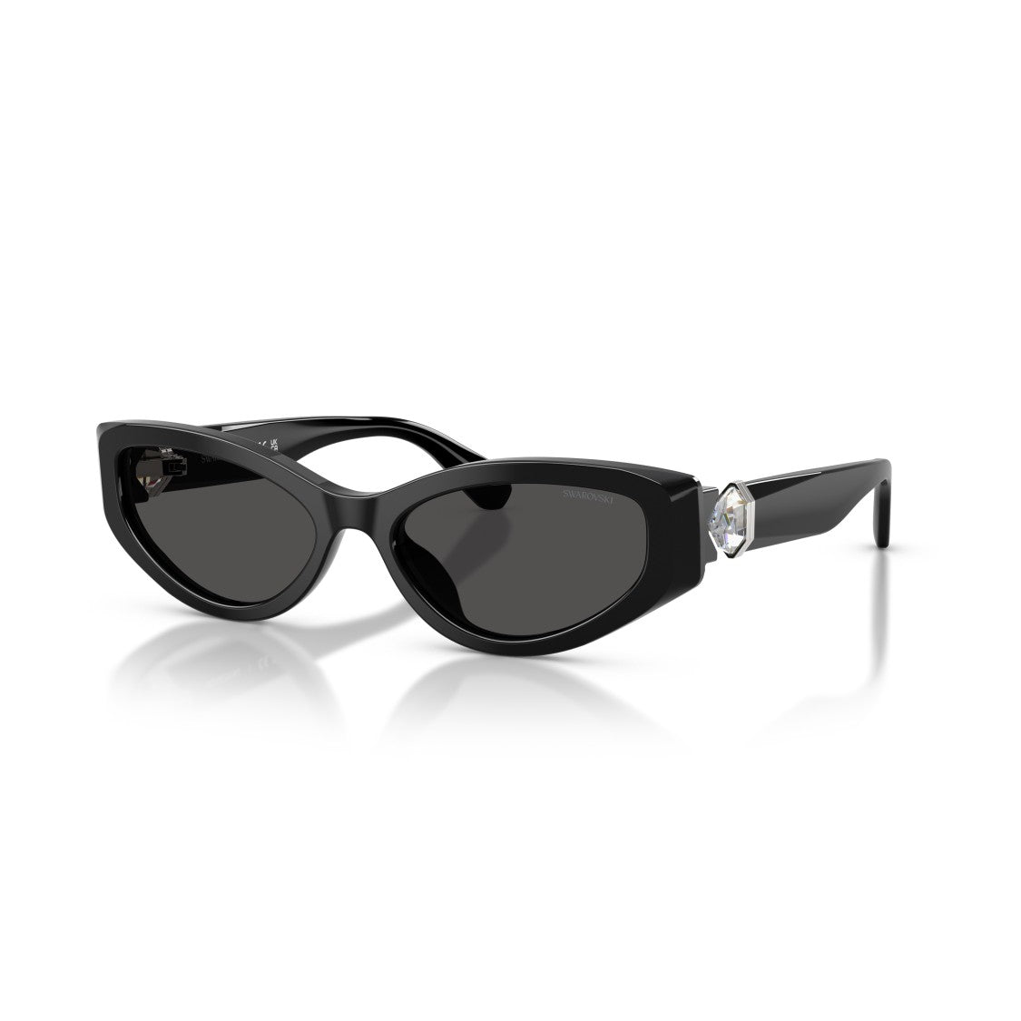 Swarovski 0Sk6045u Cat-Eye Sunglasses With Glossy Black Acetate Frame