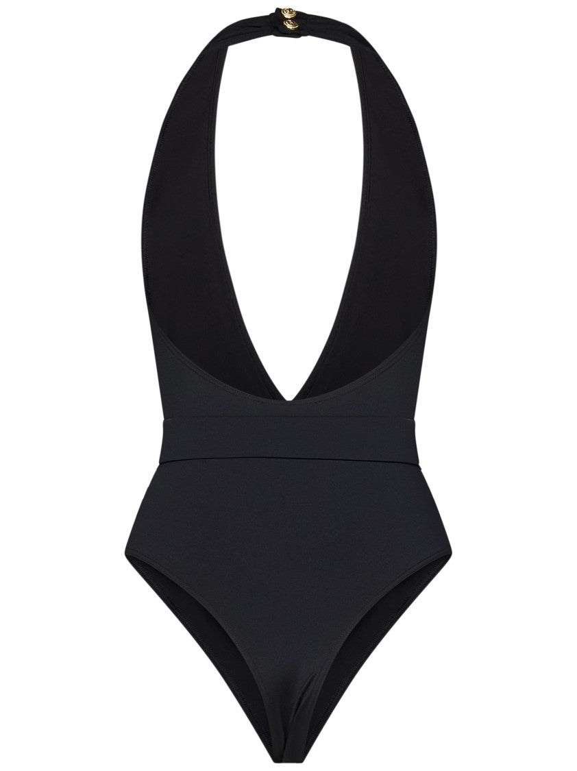Balmain Plunging V-Neck One-Piece Swimsuit