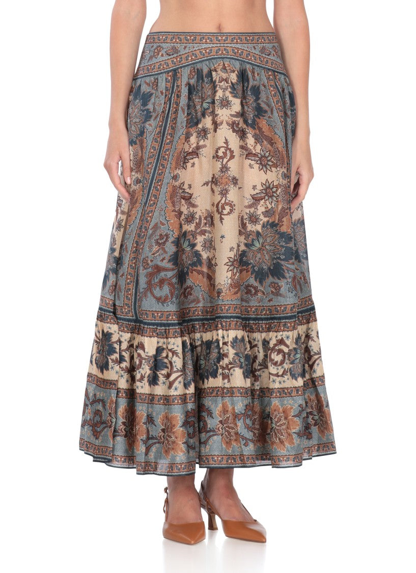 Zimmermann Ascension Tiered Midi Skirt