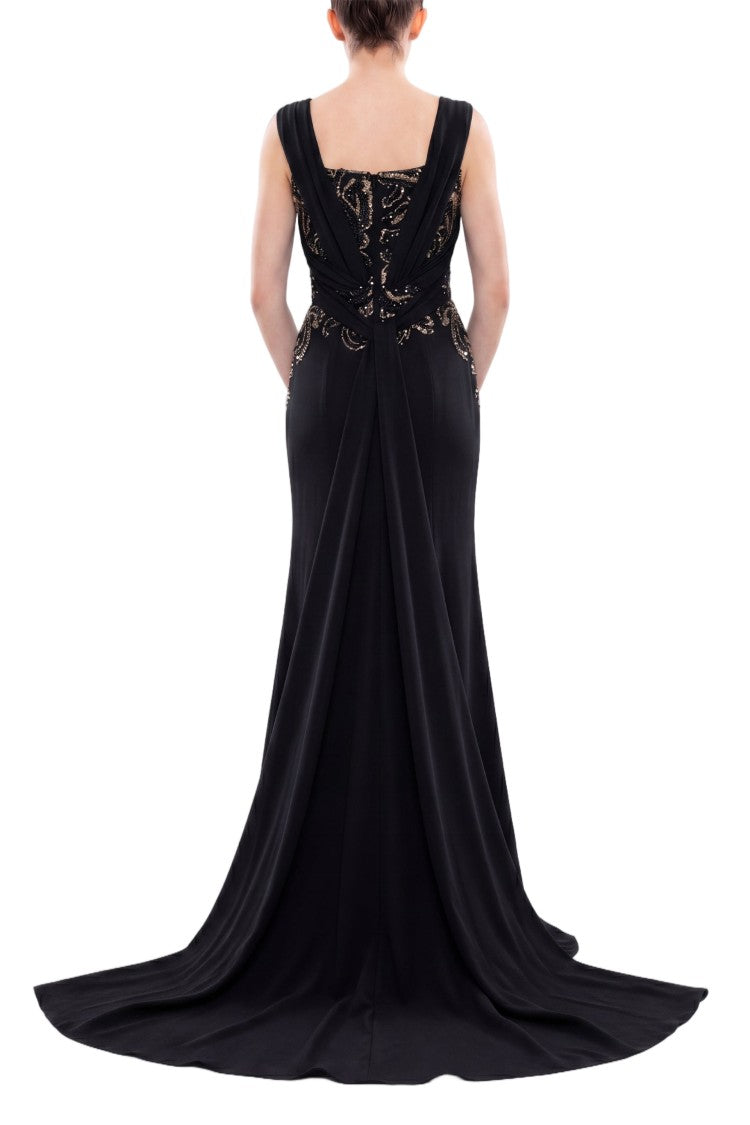 Saiid Kobeisy Embellished Long Crepe Dress