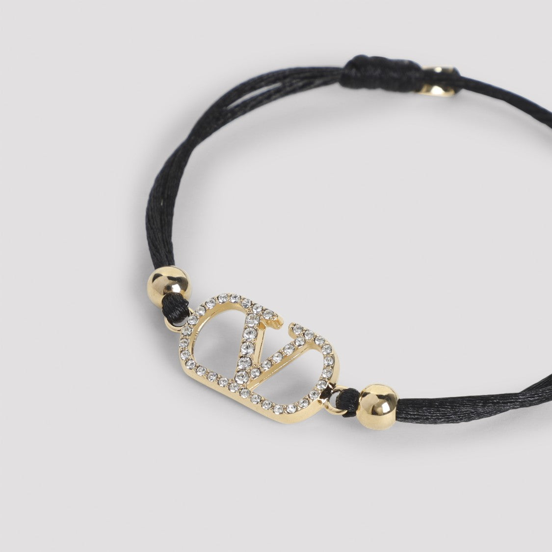 Valentino Garavani Black Cord Bracelet With Gold-Tone Charm