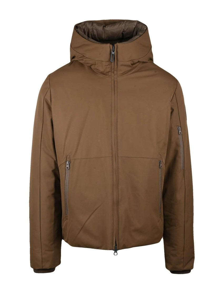 Bomboogie Padded Brown Coat With High Collar And Zippered Pockets