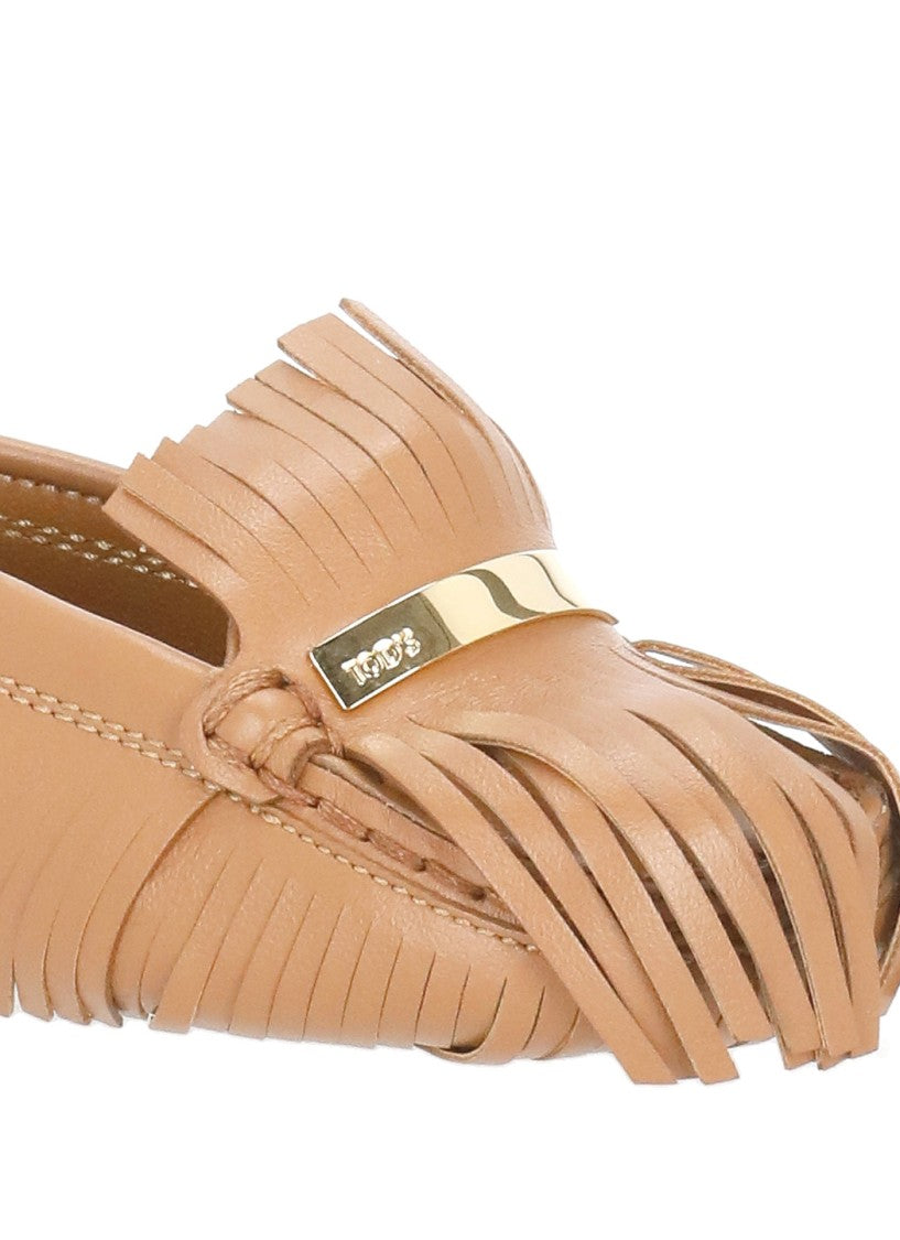 Tod's Fringed Leather Keychain With Moccasin Design