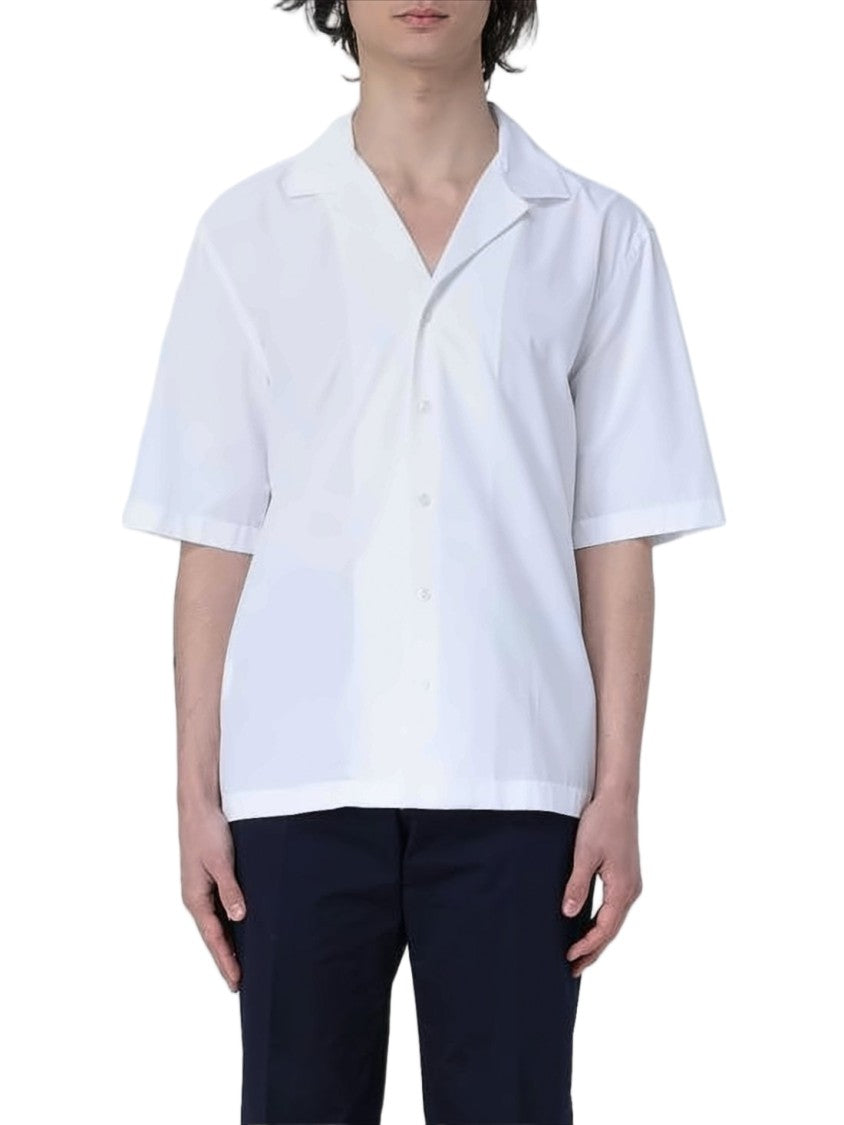Lardini Short-Sleeved Cotton Shirt With Classic Collar And Button-Down Front