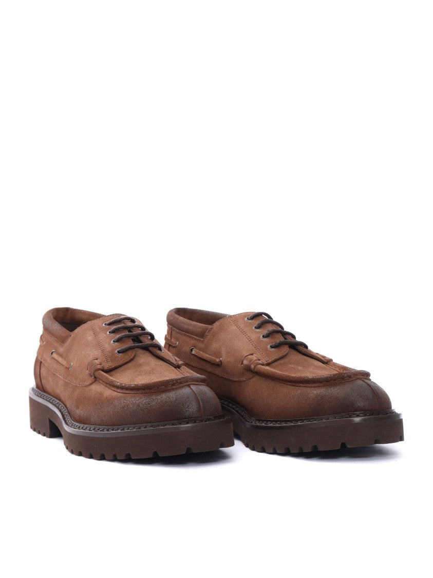 Doucal's Rich Brown Calfskin Derby Shoes