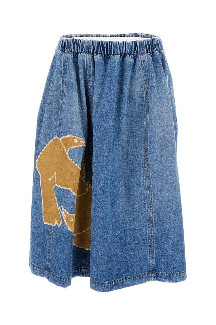Marni Pleated Denim Midi Skirt