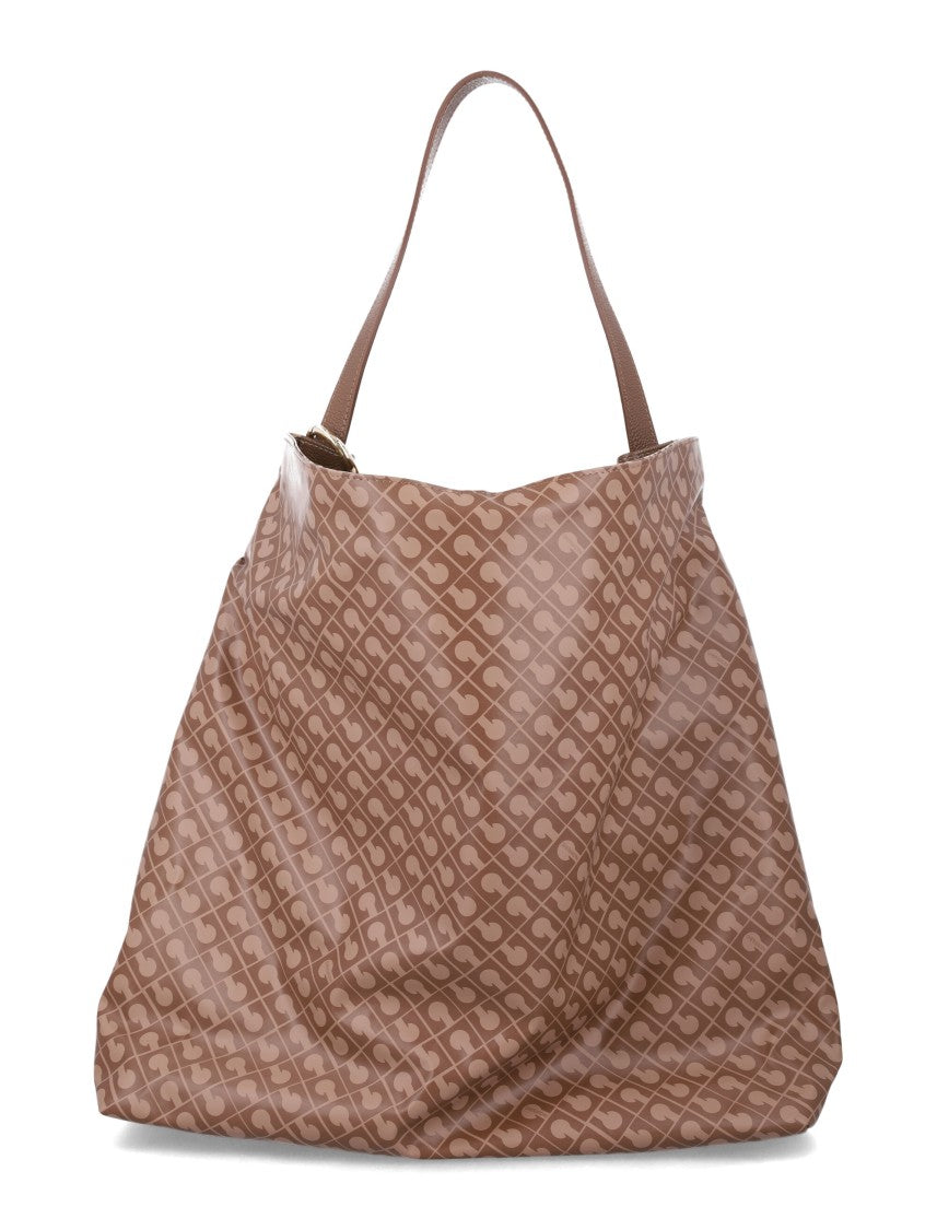 Gherardini Brown Geometric Pattern Large Tote Bag
