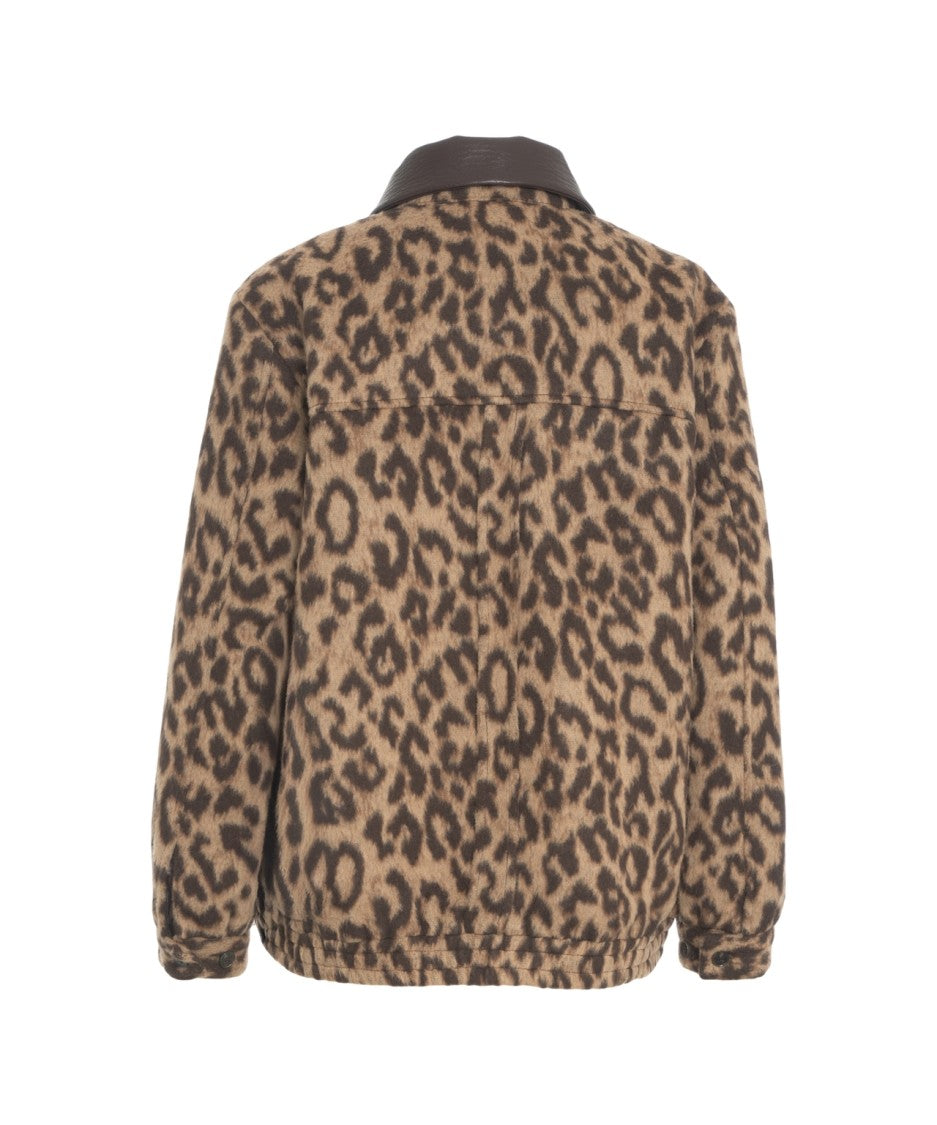 Baum Und Pferdgarten Animal Print Relaxed Fit Jacket With Faux Leather Collar
