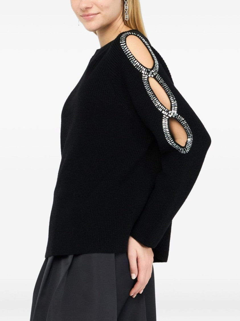 Liu Jo Black Knitted Sweater With Cut-Out Details