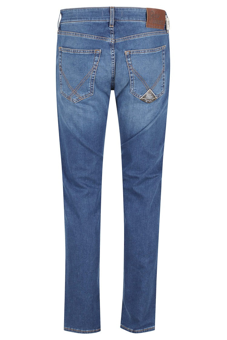 Roy Roger's Blue Five-Pocket Slim Straight-Leg Cotton-Blend Jeans
