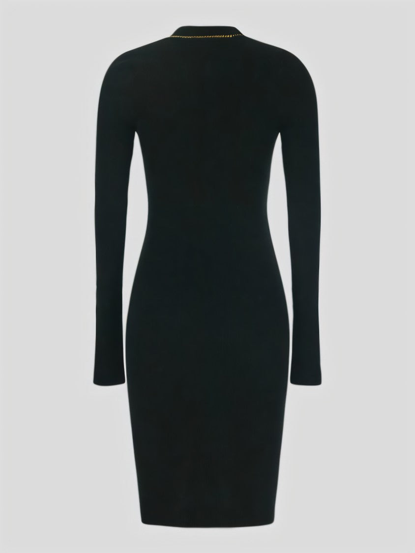 Bottega Veneta Ribbed Cashmere Midi Dress With Delicate Chain Detail