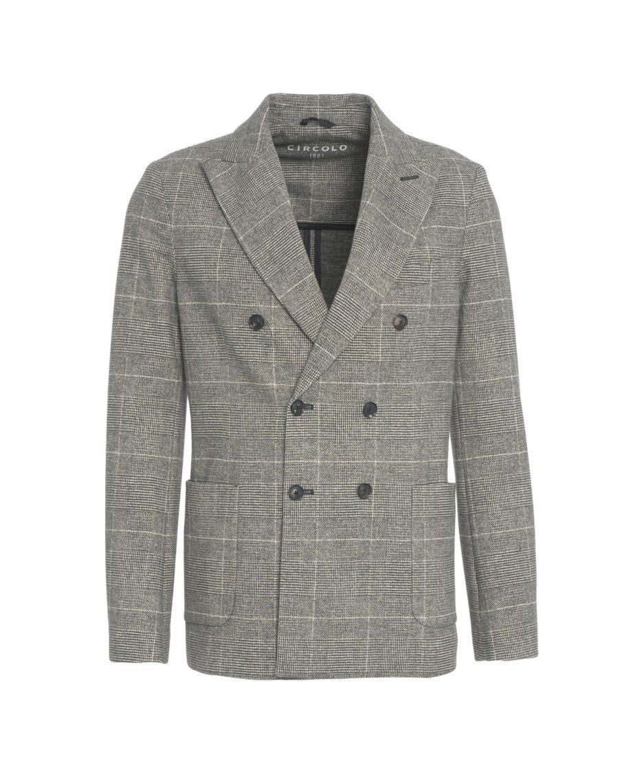 Circolo 1901 Double-Breasted Check Knit Blazer