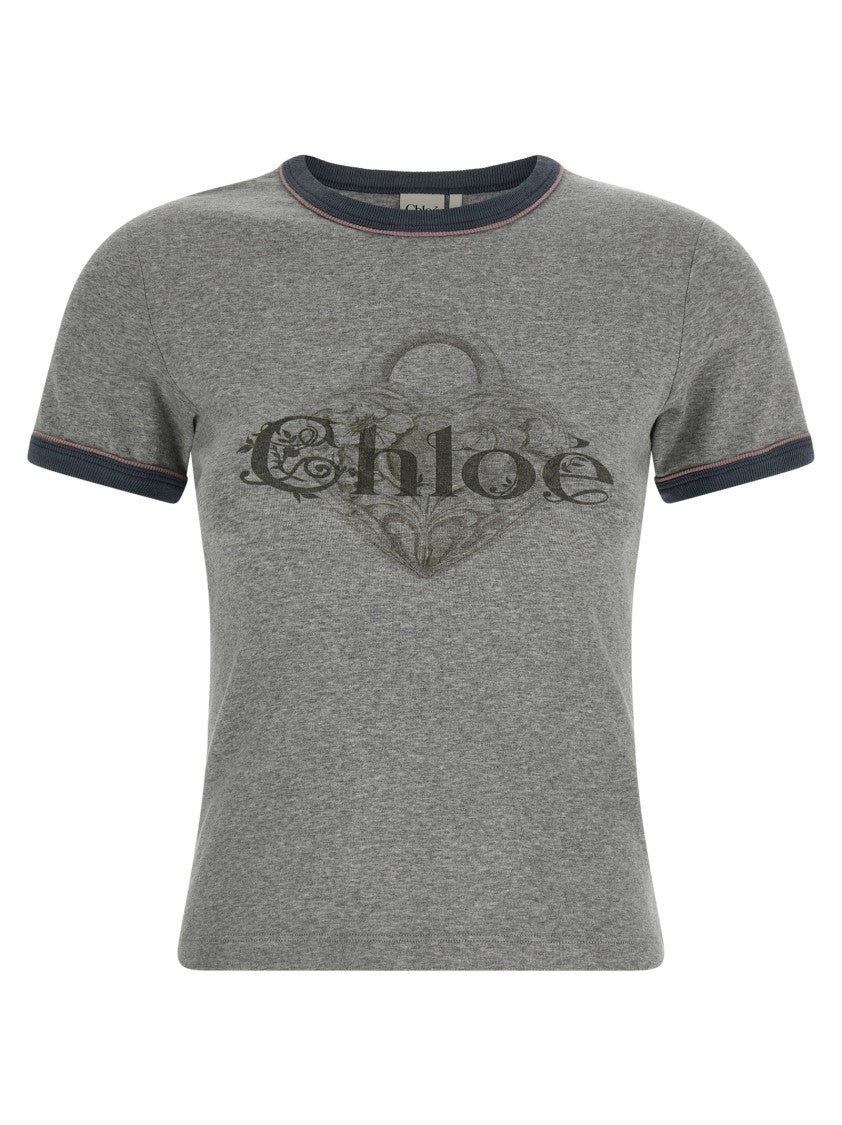 Chloé Fitted Chiné Mélange Jersey T-Shirt