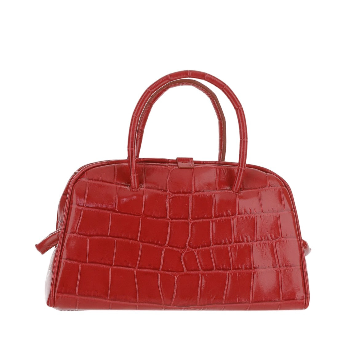 Jacquemus Structured Red Calfskin Travel Bag With Embossed Logo And Knotted Handle