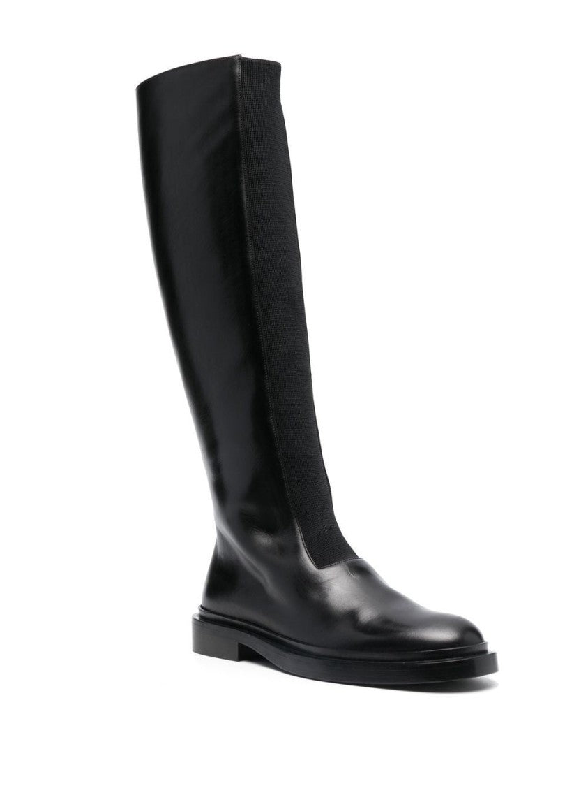 Jil Sander Minimalist Long Boots With Polished Leather Finish