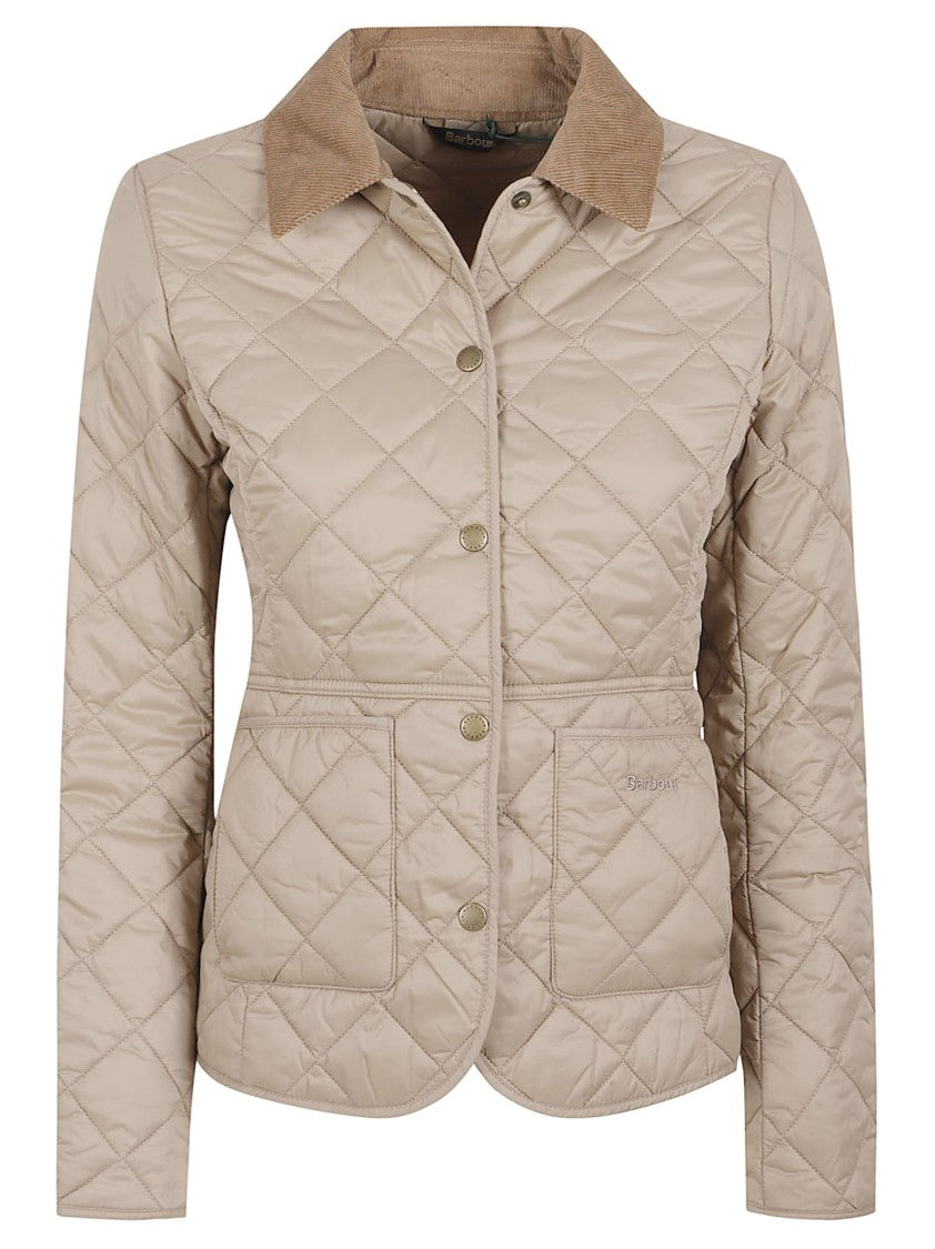 Barbour Quilted Jacket With Corduroy Collar And Contrast Lining