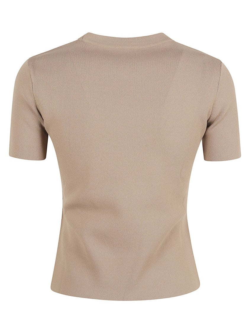 Max Mara Short-Sleeved Fitted Sweater With Embossed Detail