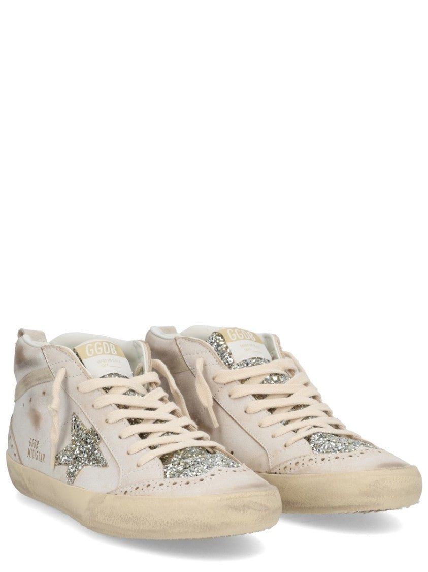 Golden Goose Mid Star Beige Leather Sneakers