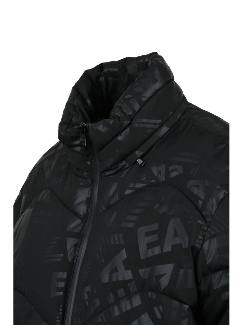 Ea7 Emporio Armani Black Polyamide Hooded Down Jacket