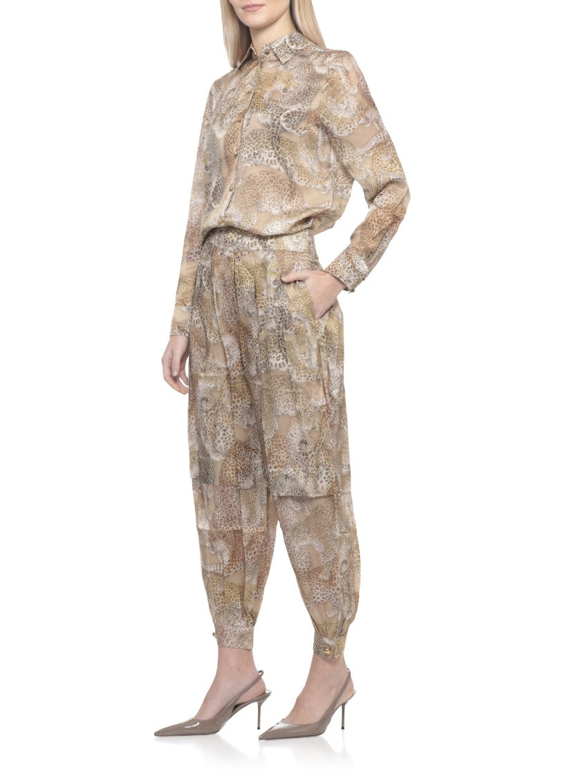 Zimmermann Beige Rebellion Animalier Silk Pants