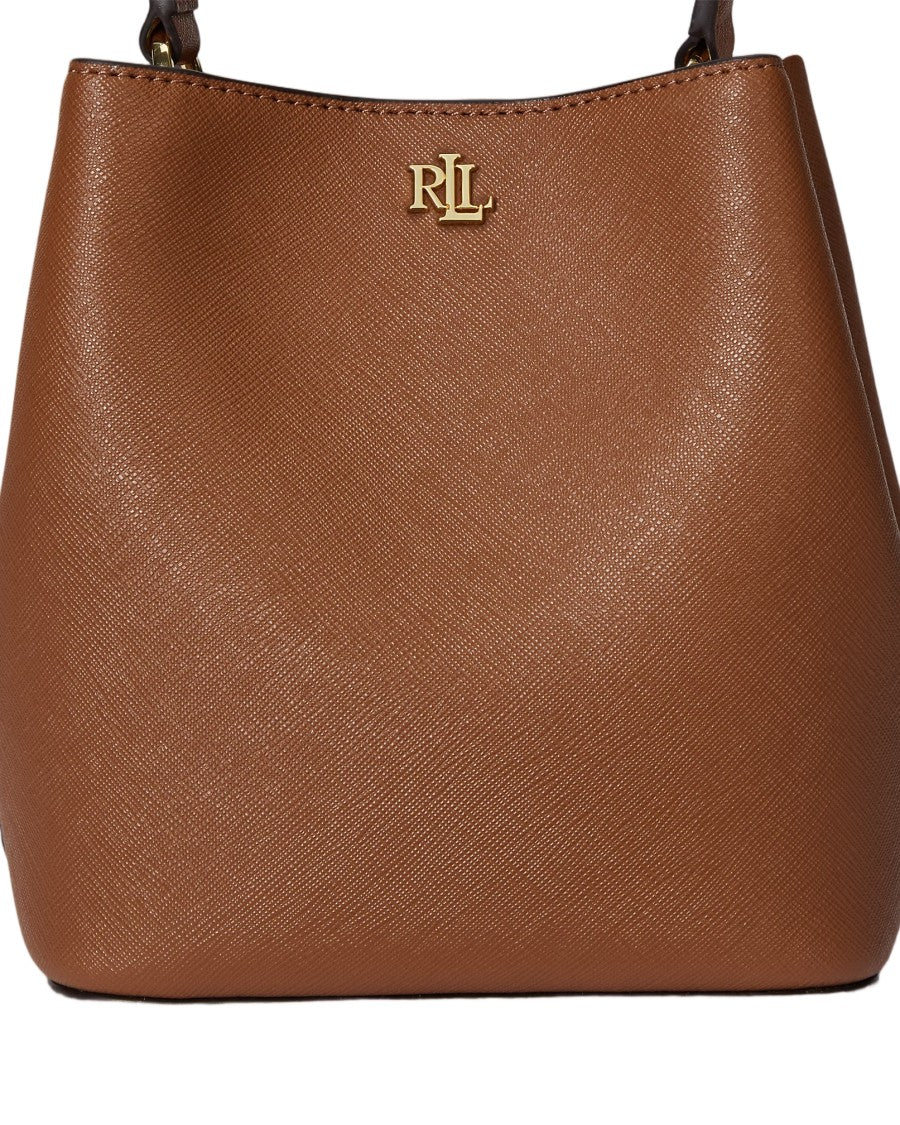 Lauren Ralph Lauren Compact Crosshatch Leather Bucket Bag