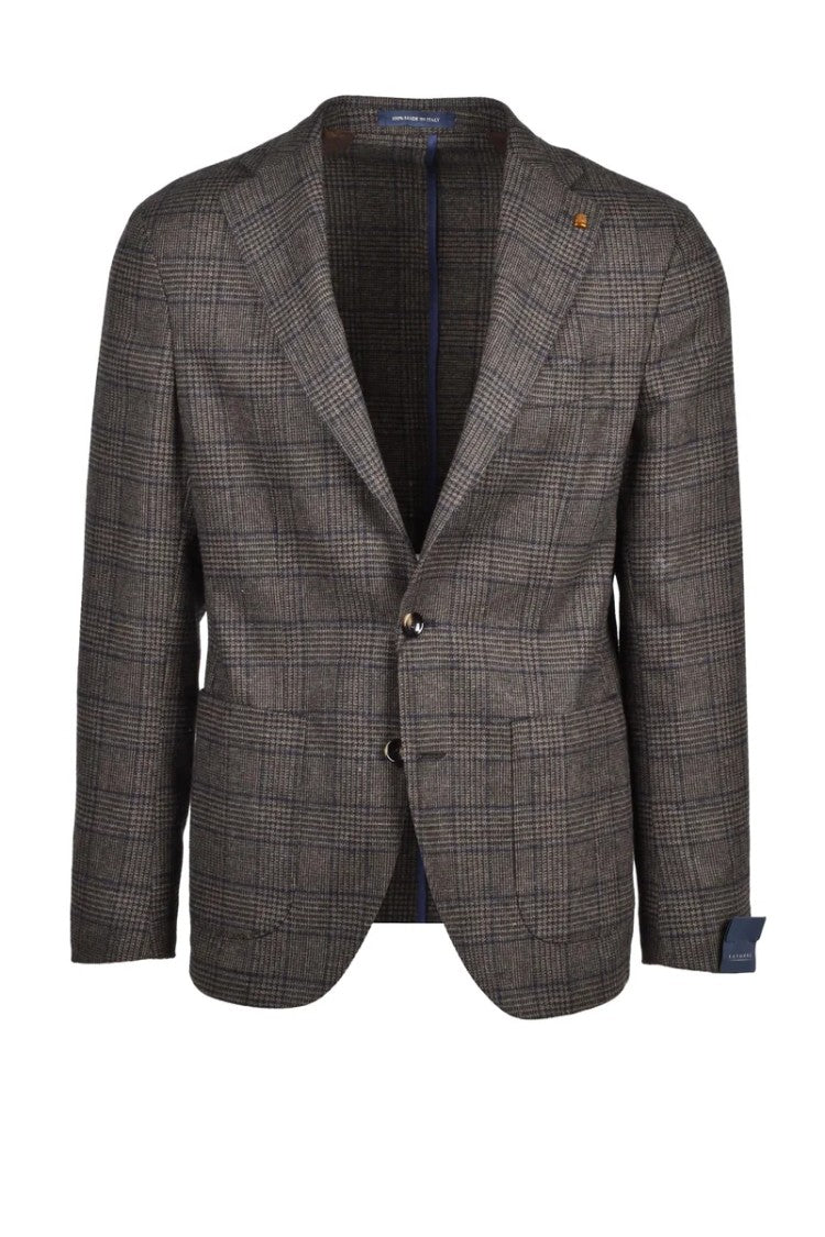 Sartoria Latorre Tailored Khaki Blazer With Checkered Pattern
