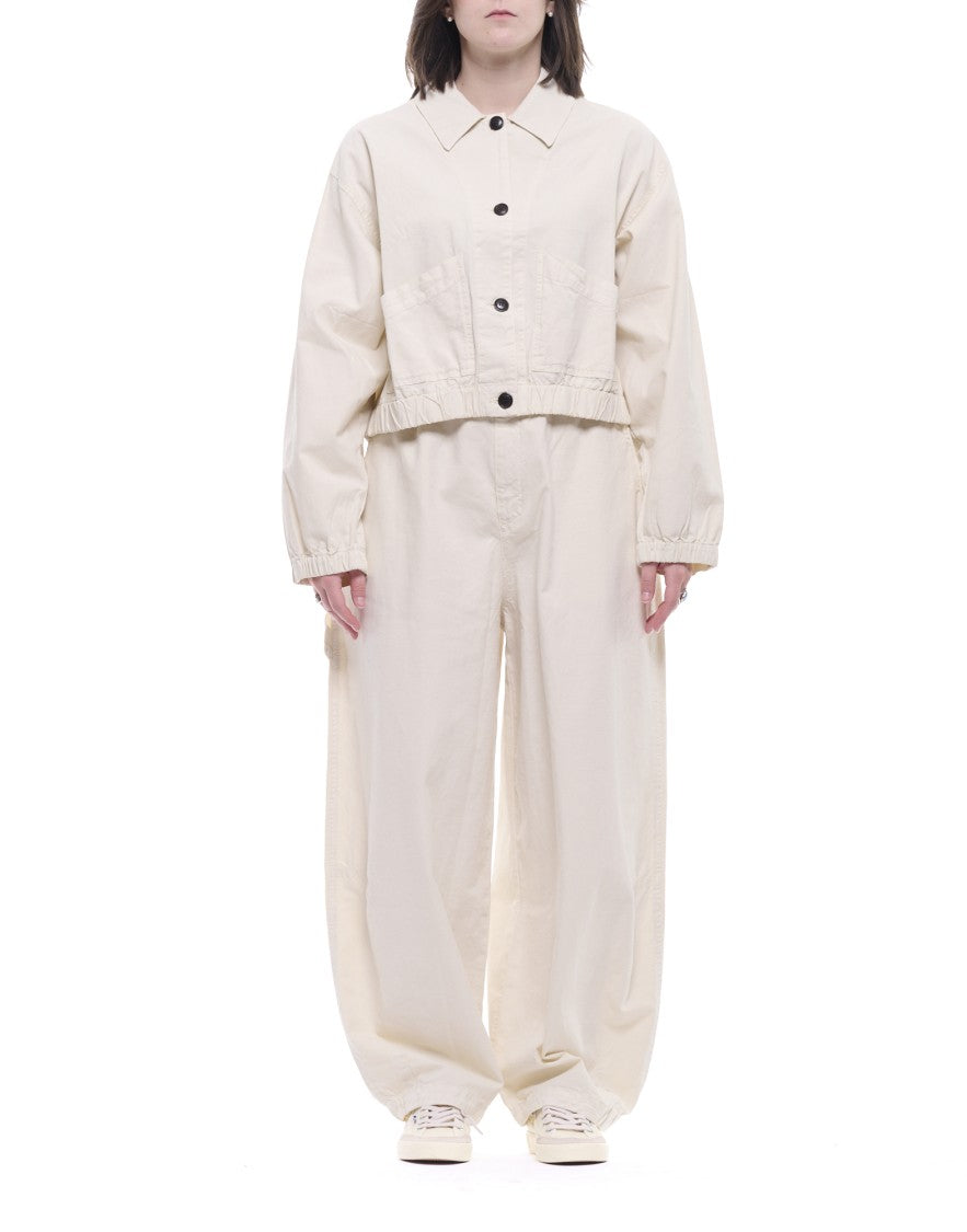 Eat Dust 673 Wheat Sultan Mid Waist Cotton-Linen Blend Trousers