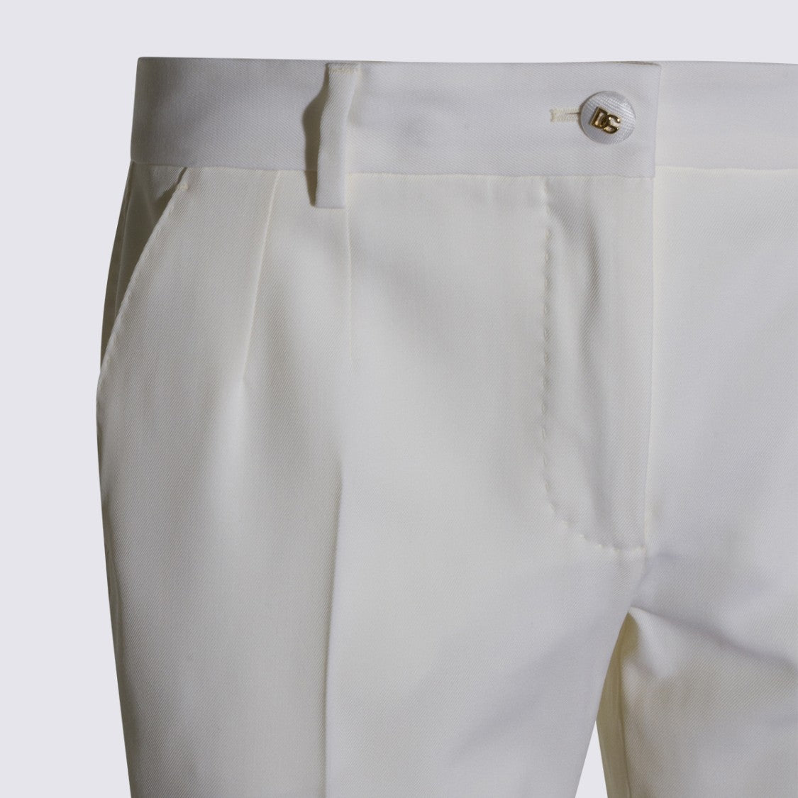 Dolce & Gabbana White Wool Straight-Leg Pants