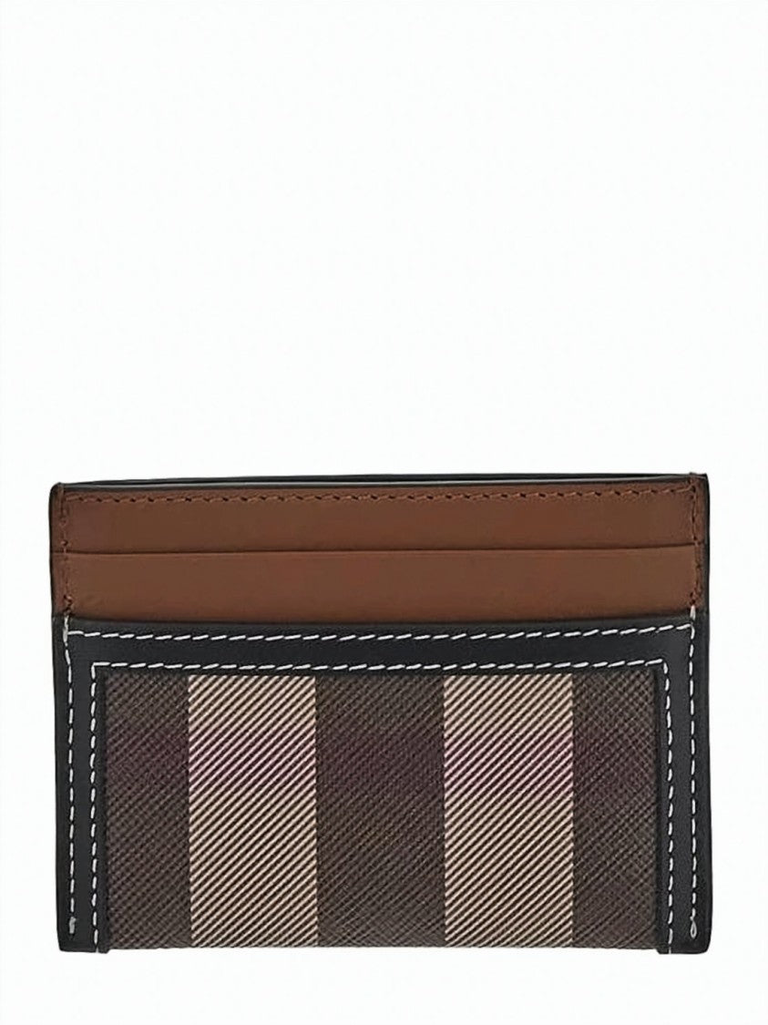 Burberry Two-Tone Leather Card Case With Classic Check Design