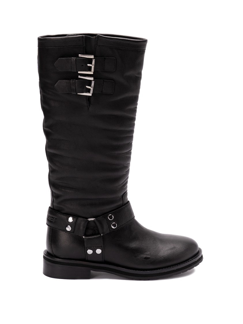 Twin-Set Knee-High Black Leather Boots