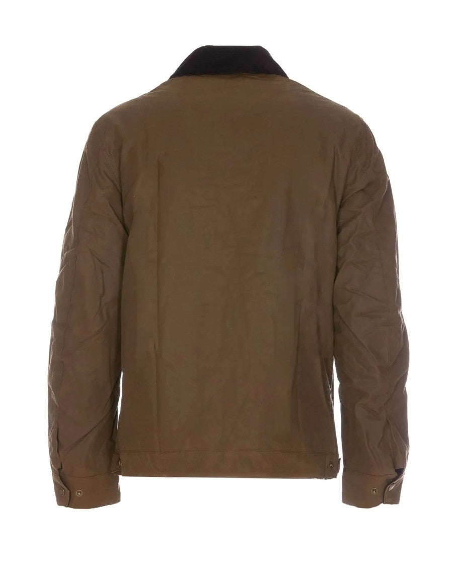 Barbour Waxed Cotton Utility Jacket With Ribbed Corduroy Collar