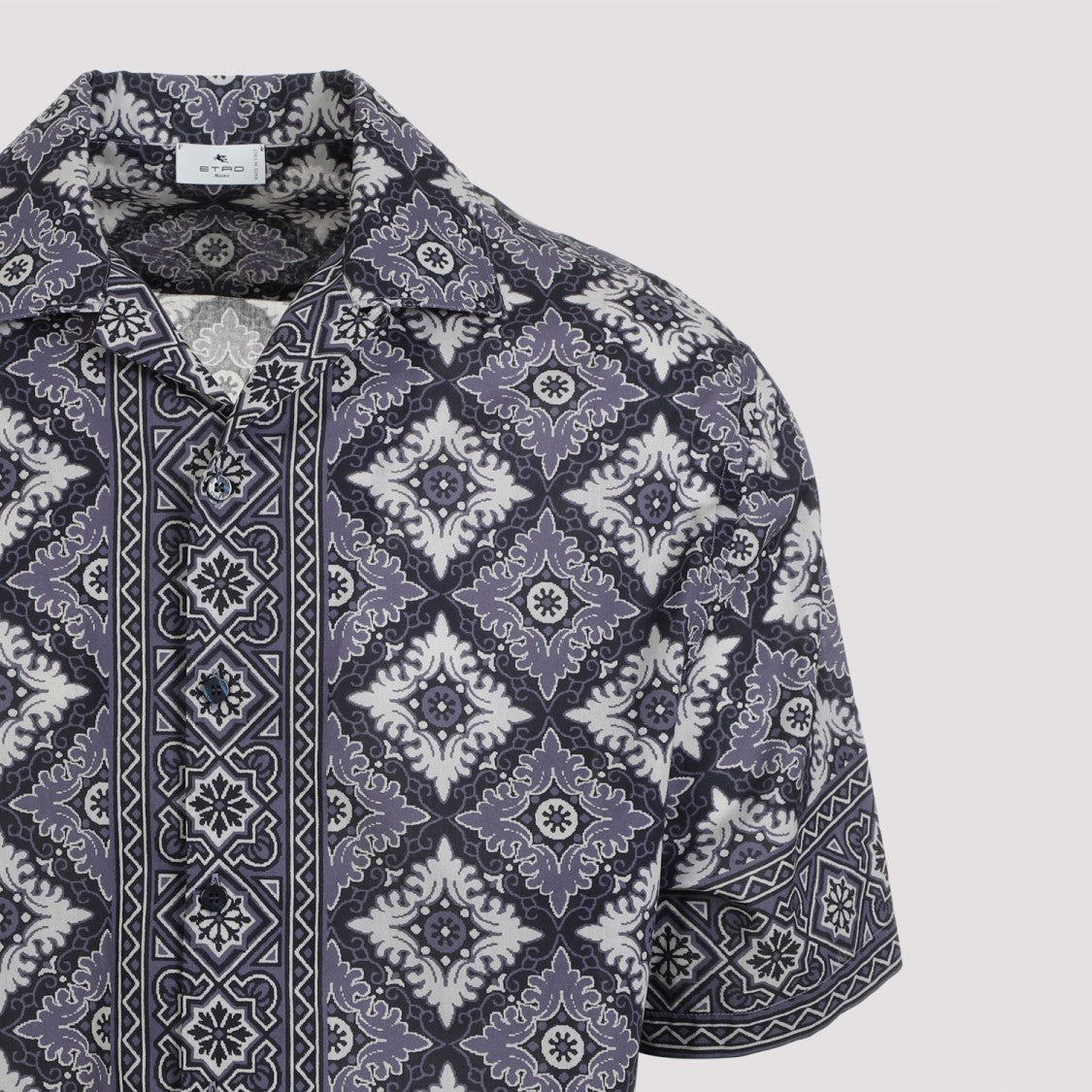 Etro Bowling Blue Print Cotton Shirt