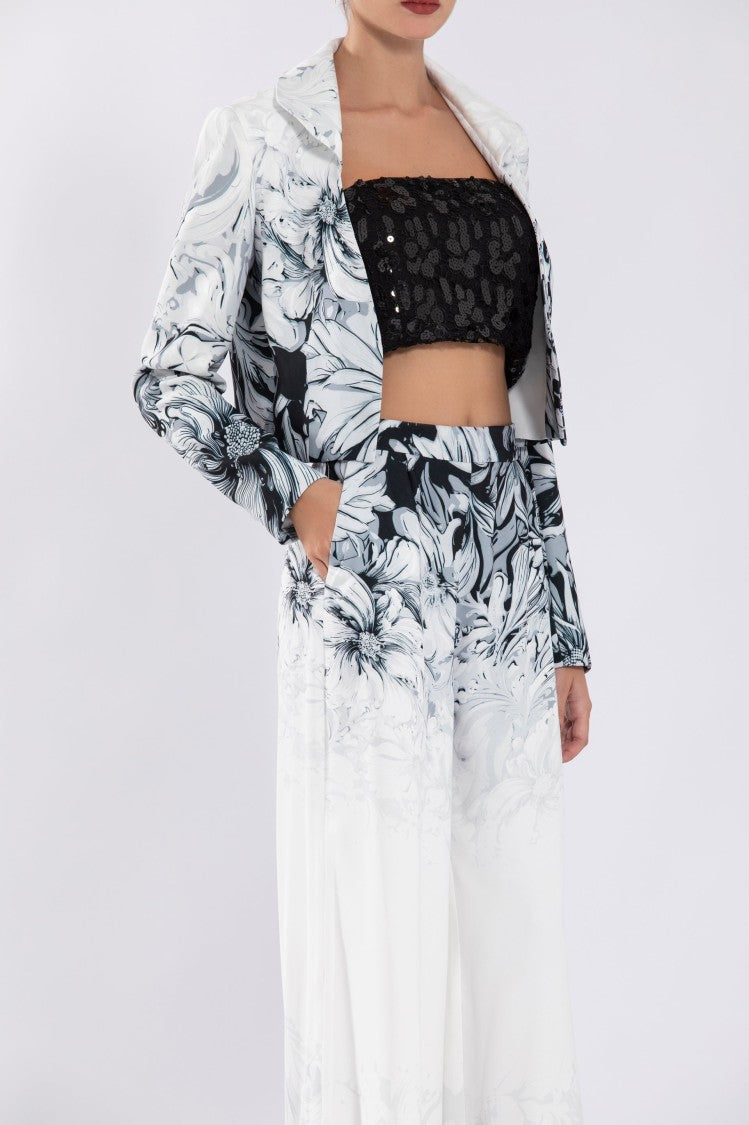 Saiid Kobeisy Crepe Printed, Cropped Jacket