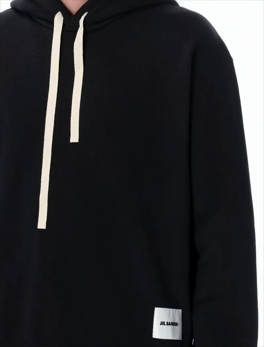 Jil Sander Relaxed Fit Black Hoodie With Classic Kangaroo Pocket