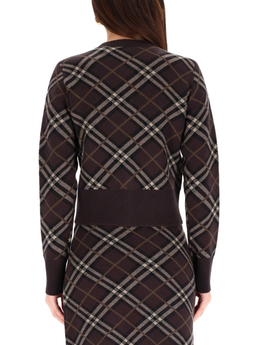 Burberry Fitted Plaid Sweater With Button-Down Front