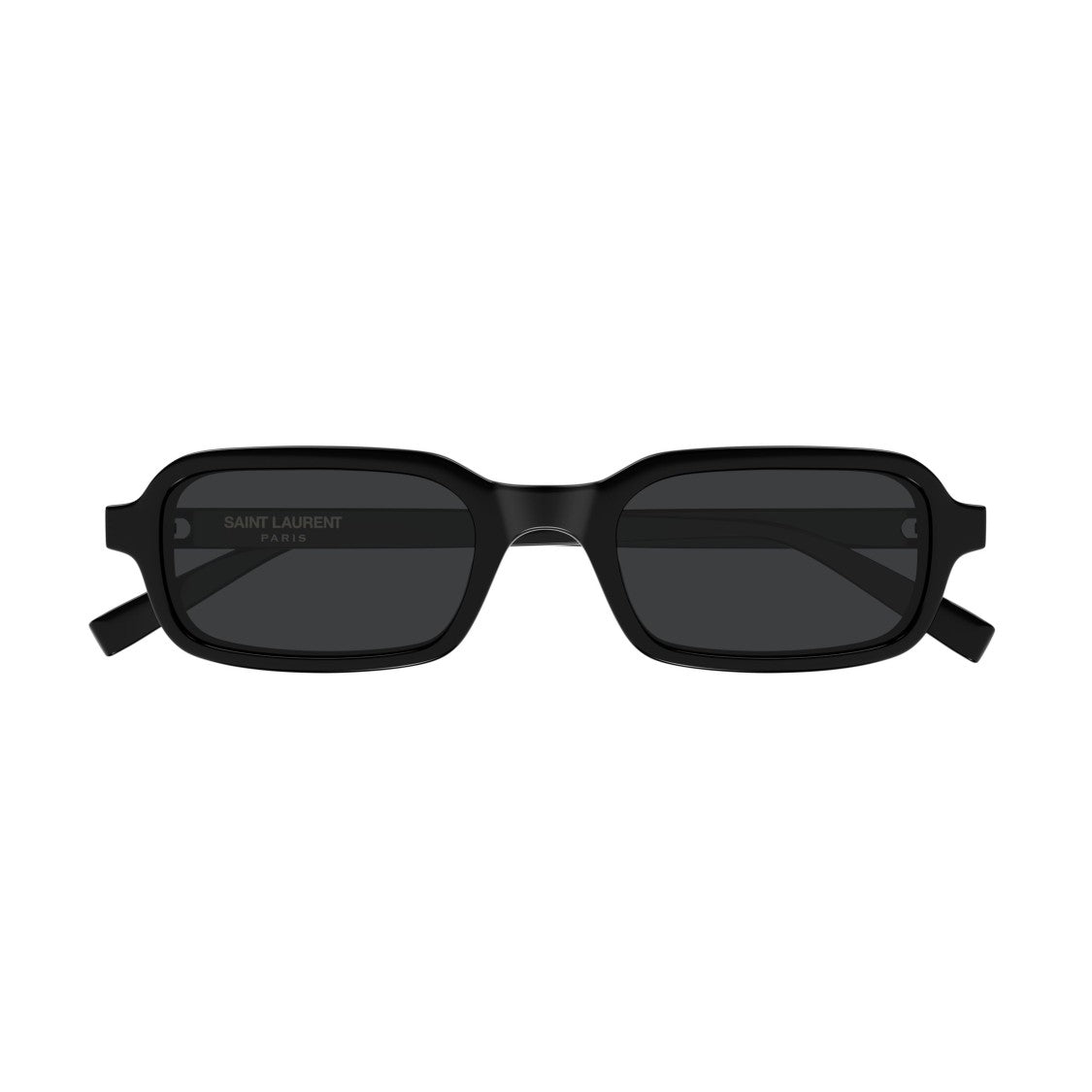 Saint Laurent Rectangular Black Sunglasses With Glossy Finish