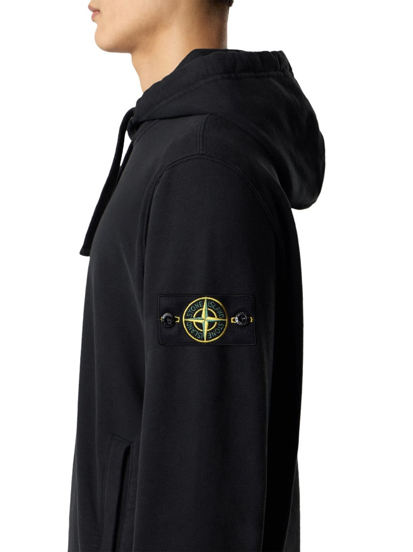 Stone Island Hooded Black Cotton Hooded Sweatshirt