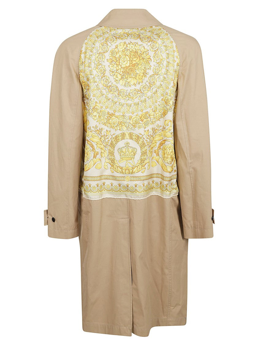 Versace Classic Button-Down Coat With Intricate Pattern