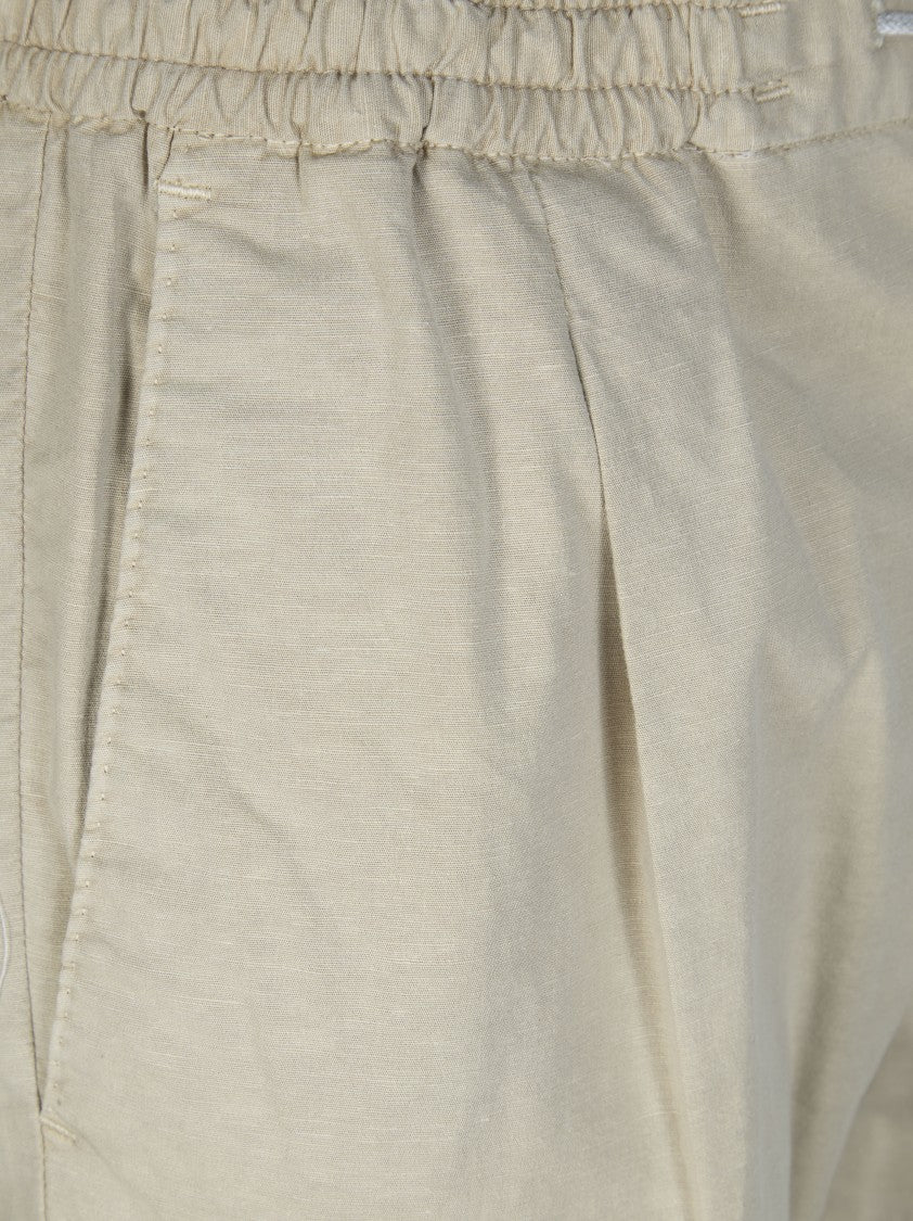 Pt01 Pleated Rear Zip Cotton-Blend Pants